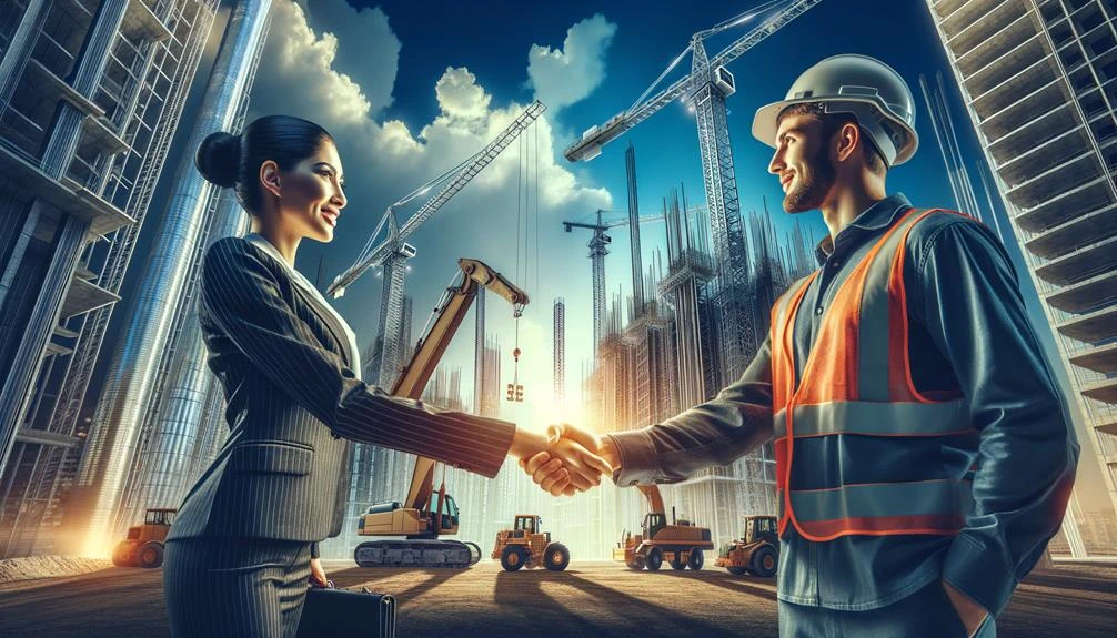 Professionnels de la construction avec de la machinerie lourde sur un chantier canadien